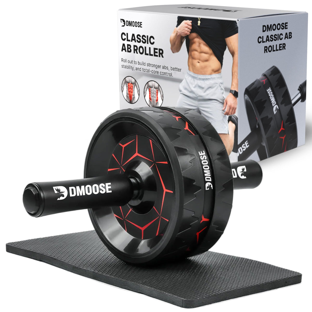DMoose Ab Roller Wheel with Elbow Support & Knee Pads