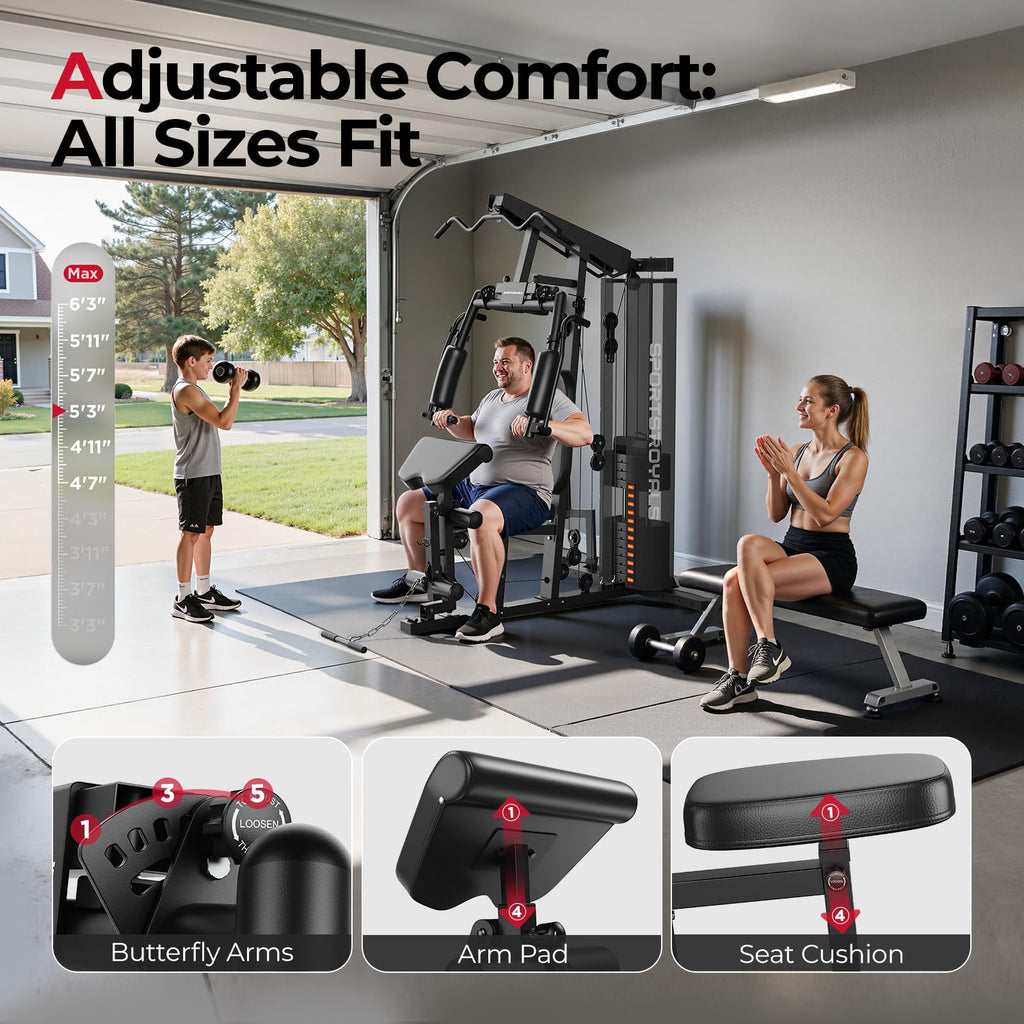 SPORTSROYALS Multifunctional Home Gym with Leg Press