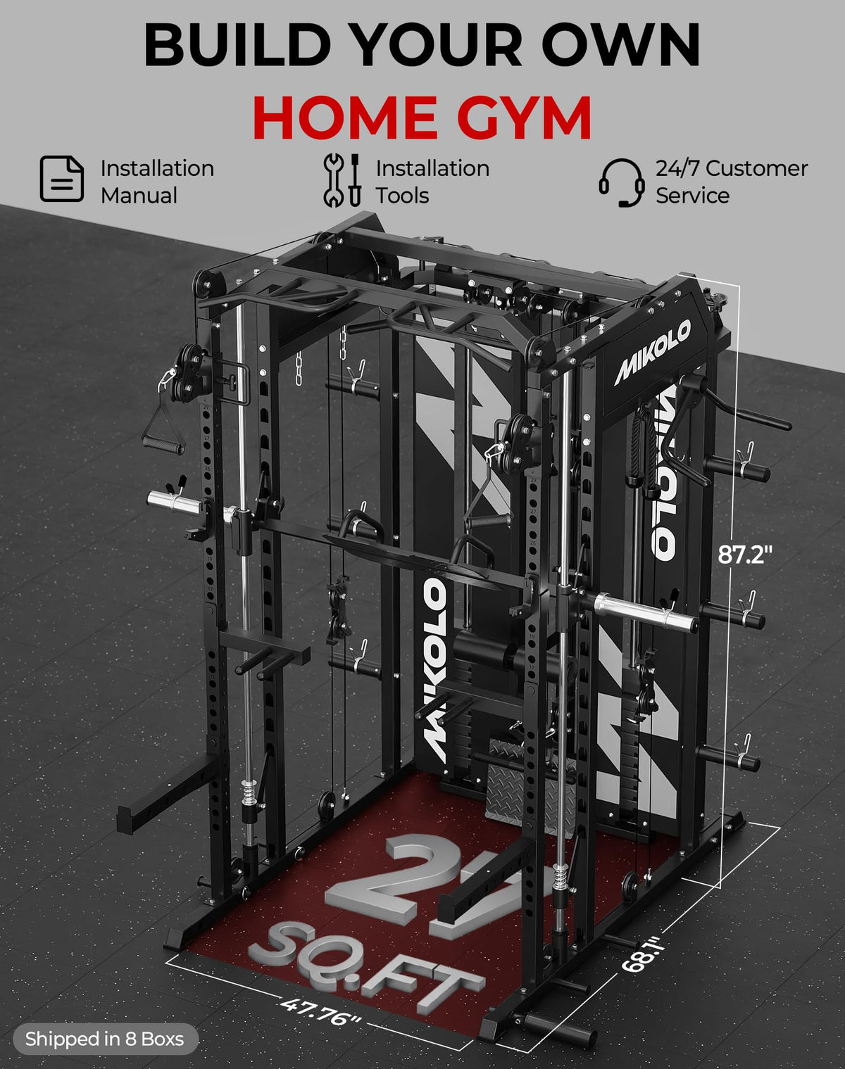 Mikolo Smith Machine with Weight Stack & Cable Crossover