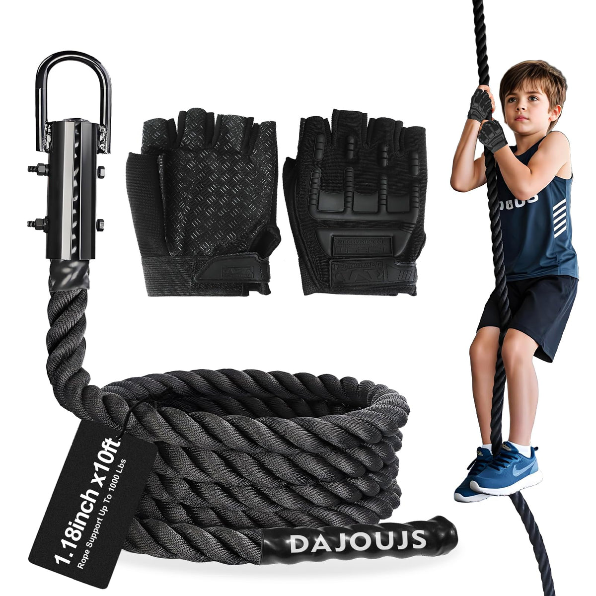 1.5-Inch Heavy-Duty Climbing Rope for Strength Training