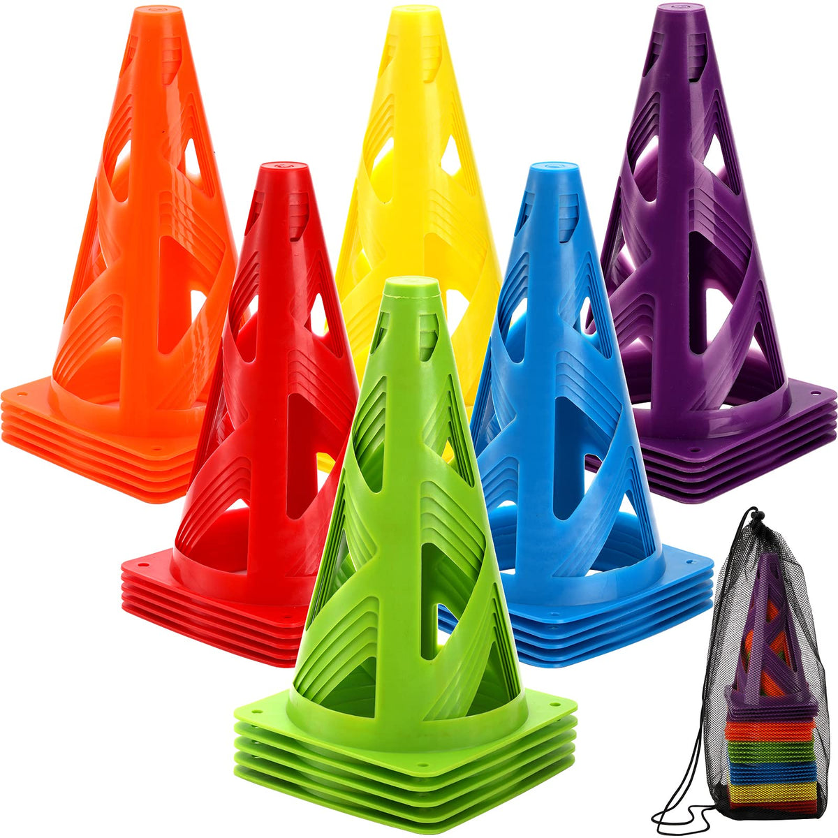 ZEAYEA 30-Pack 9-Inch Agility Training Cones with Carry Bag