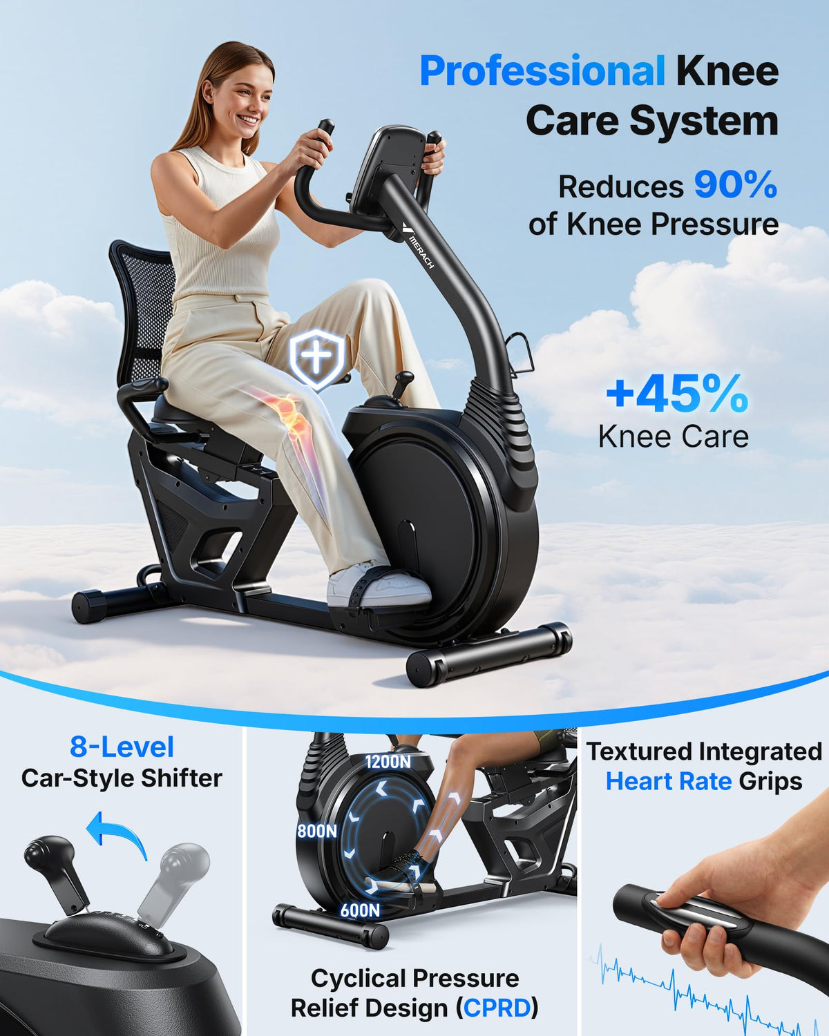 MERACH High-End Recumbent Exercise Bike for Home Fitness