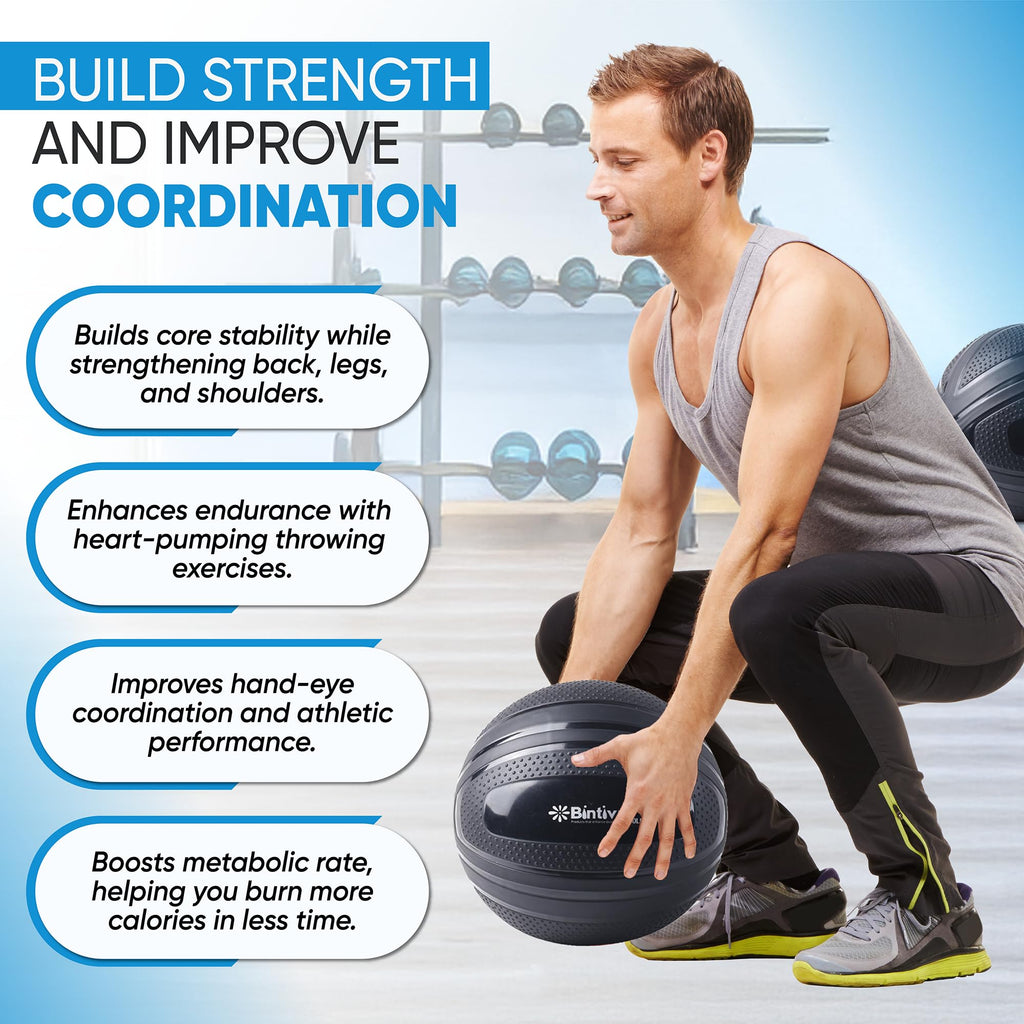 Bintiva Non-Bounce Weighted Slam Ball for Fitness Training