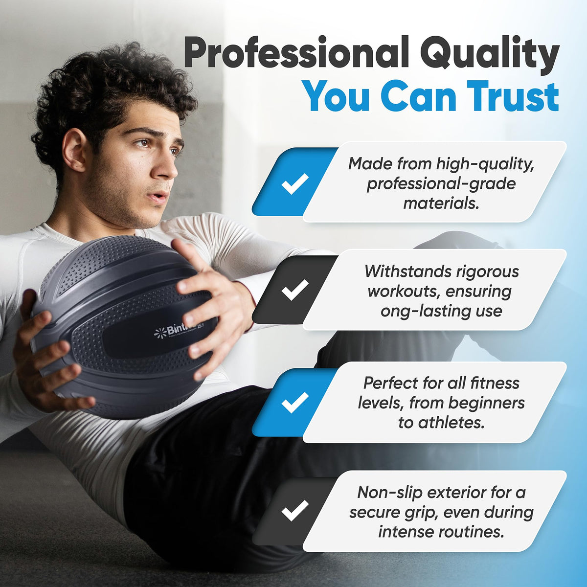 Bintiva Non-Bounce Weighted Slam Ball for Fitness Training