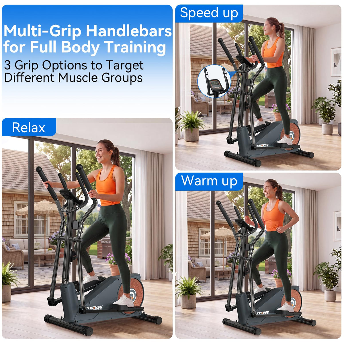 15.5-Inch Stride Elliptical Exercise Machine for Home