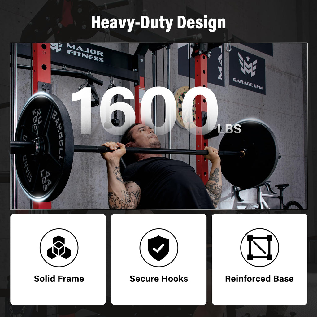 MAJOR FITNESS F22 Power Rack with Dual Pulley System