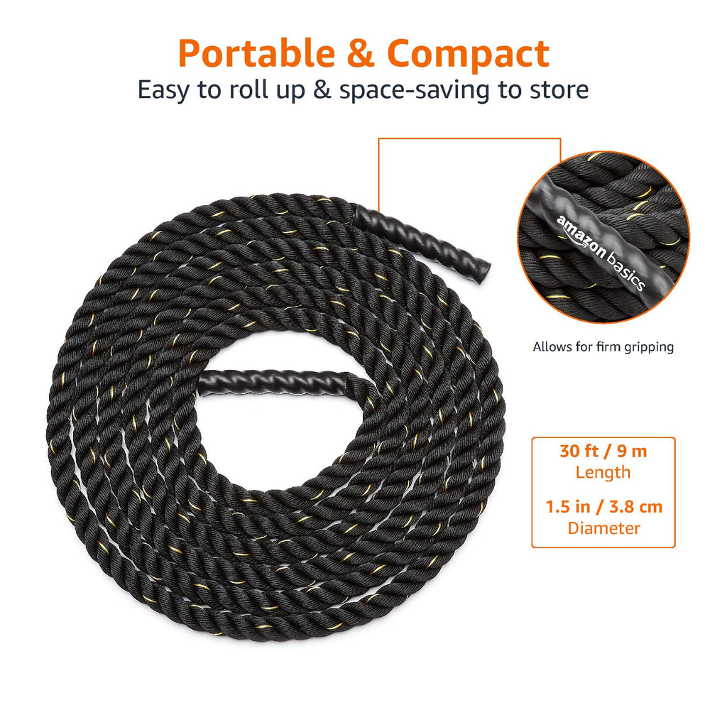 Amazon Basics Battle Rope for Home Gym Strength Training