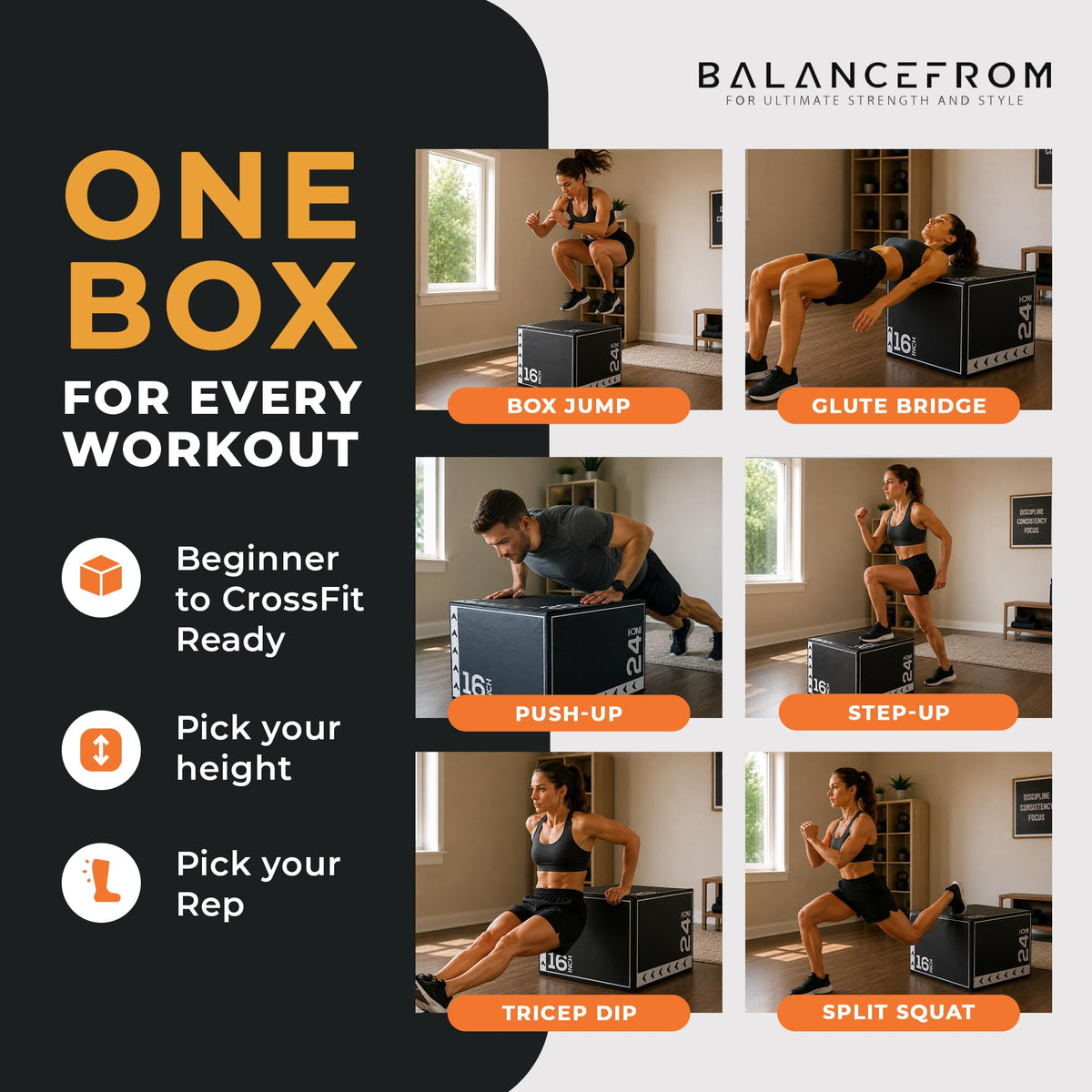 BalanceFrom 3-in-1 Foam Plyometric Jump Box for Home Gym