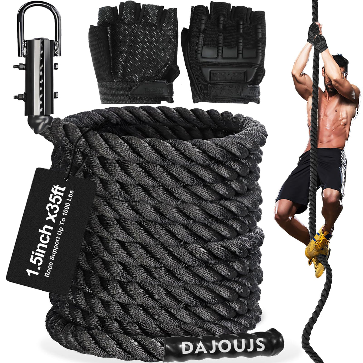 1.5-Inch Heavy-Duty Climbing Rope for Strength Training