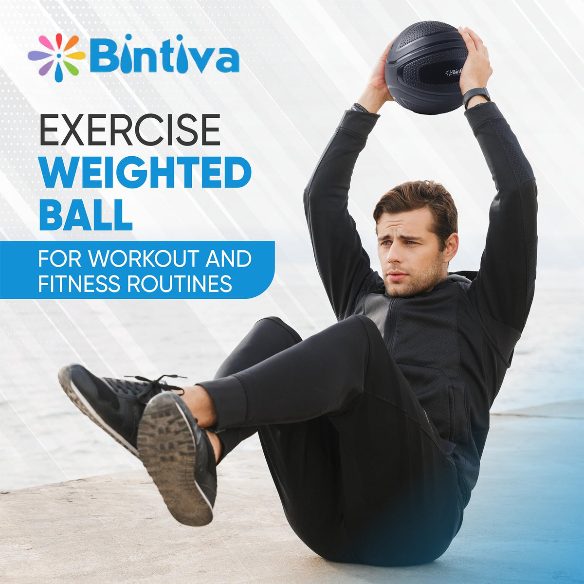 Bintiva Non-Bounce Weighted Slam Ball for Fitness Training