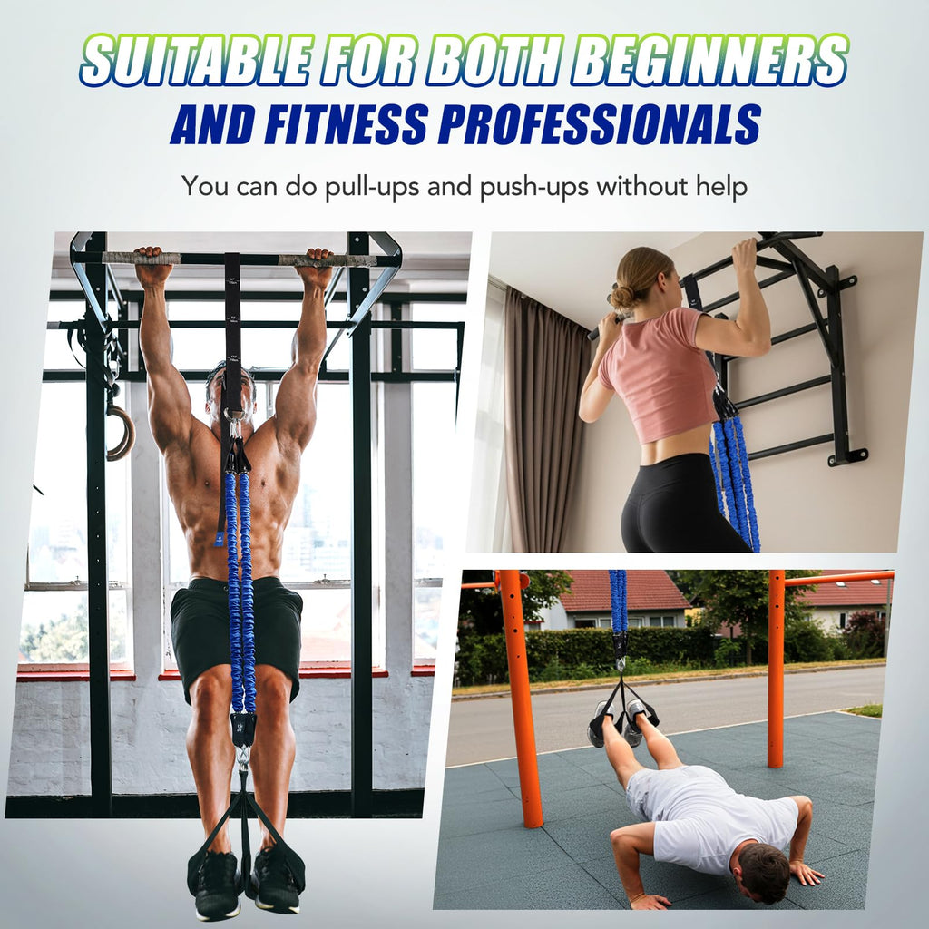 ALongSong Adjustable Pull-Up Assist Bands with Foot Pedal