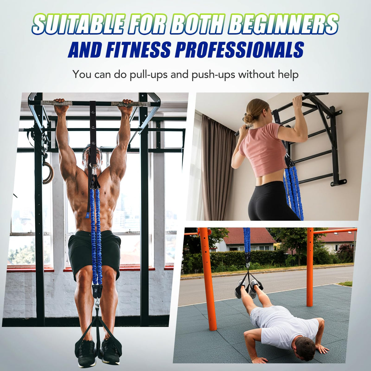 ALongSong Adjustable Pull-Up Assist Bands with Foot Pedal