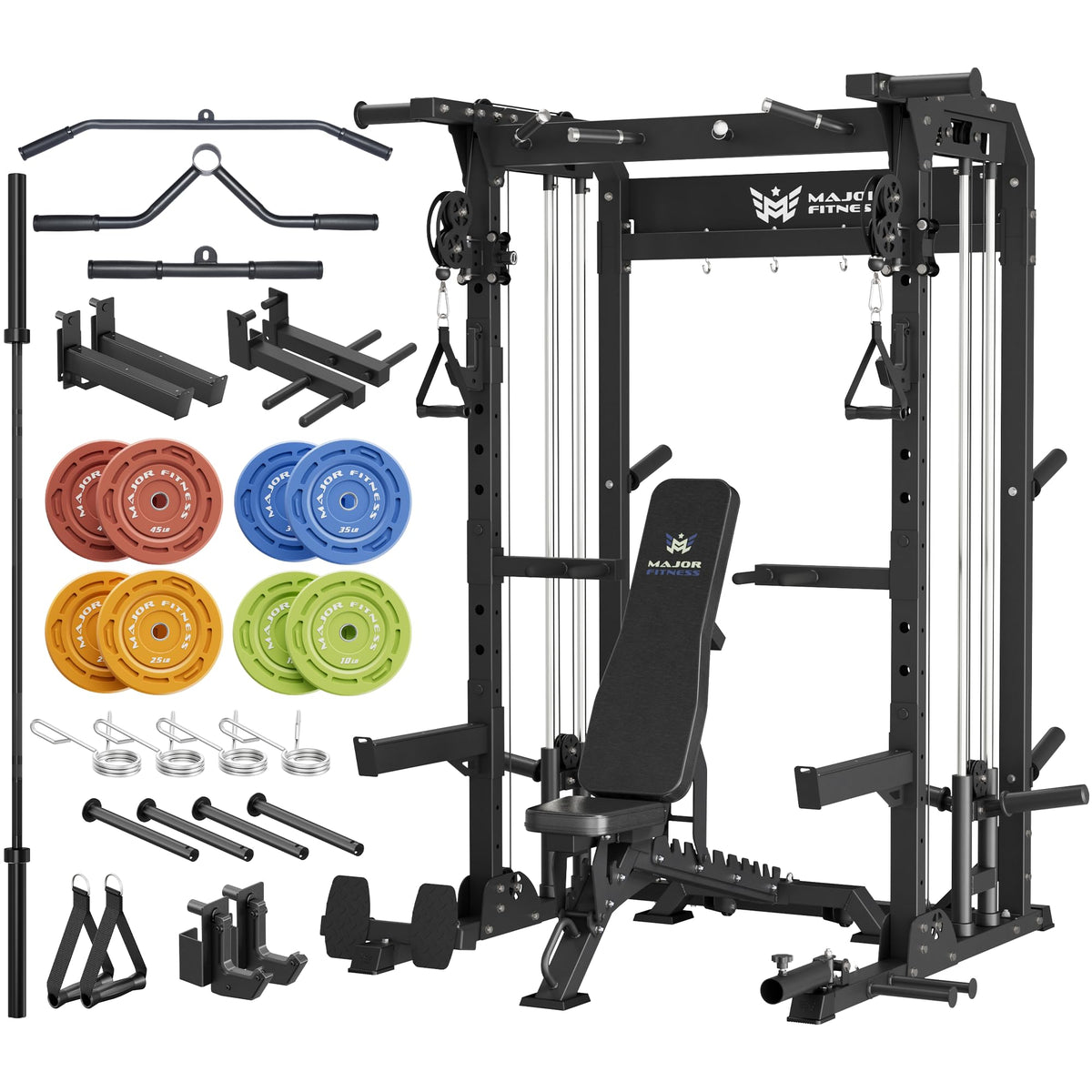 MAJOR FITNESS F22 Power Rack with Dual Pulley System