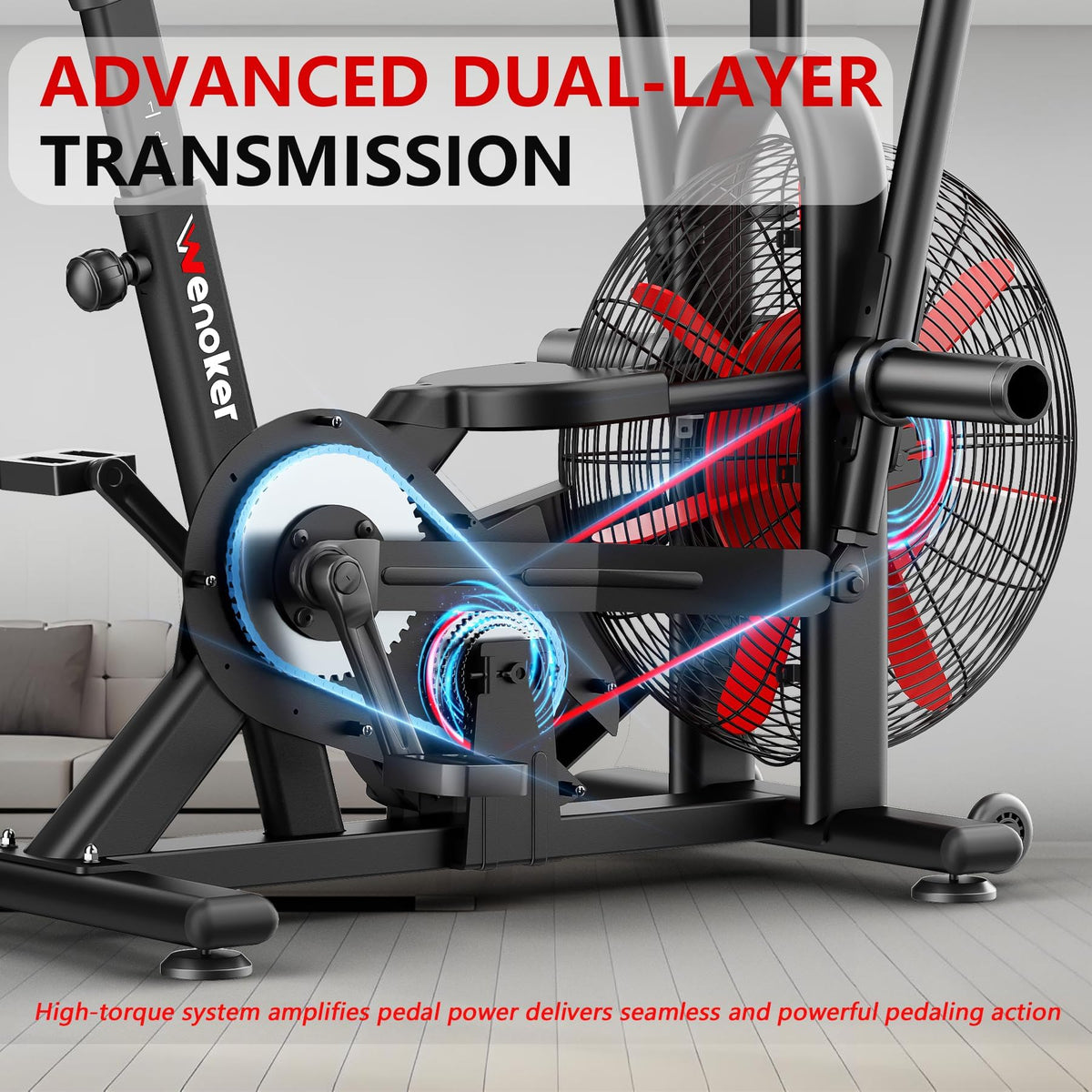 Wenoker Air Exercise Bike with Smart App & Dual-Action Handlebars
