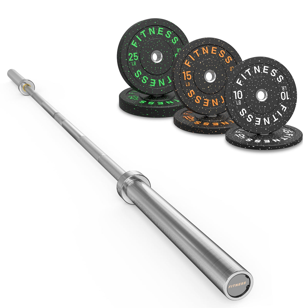HANDBODE Olympic Barbell Set with Bumper Plates & Plate Rack