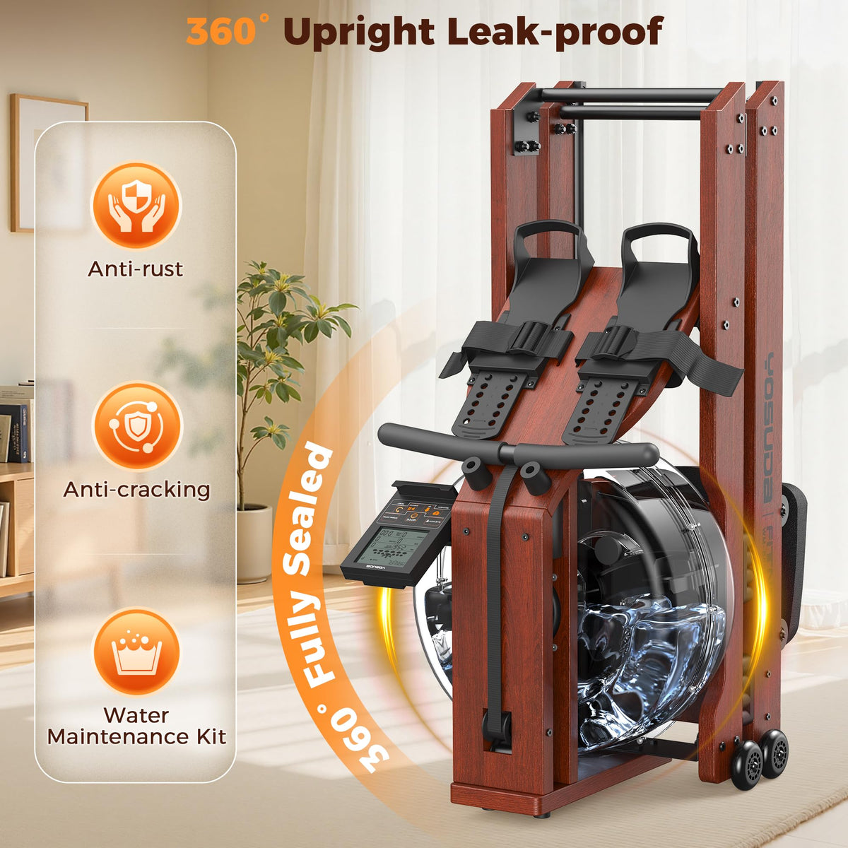 YOSUDA Foldable Water Rowing Machine with 5.8-Gal Tank