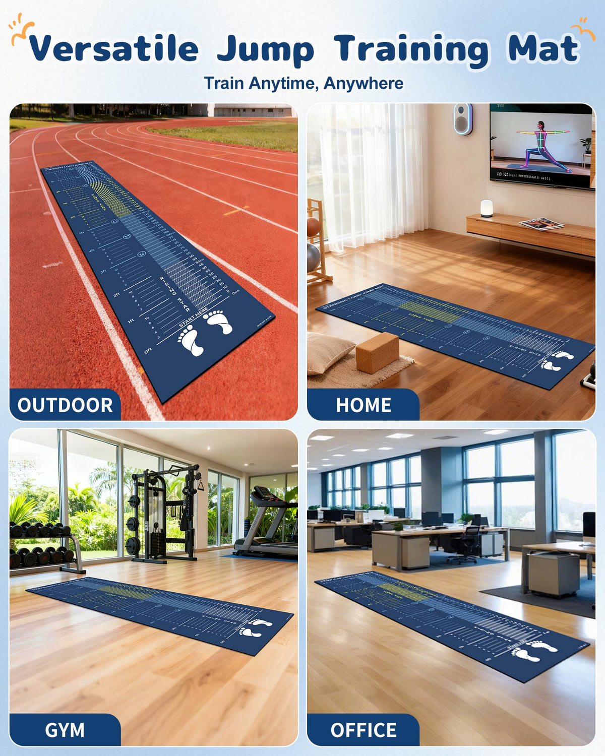 Newzela Broad Jump Training Mat with Feet & CM Markings