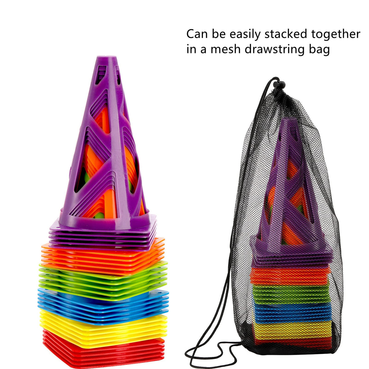 ZEAYEA 30-Pack 9-Inch Agility Training Cones with Carry Bag