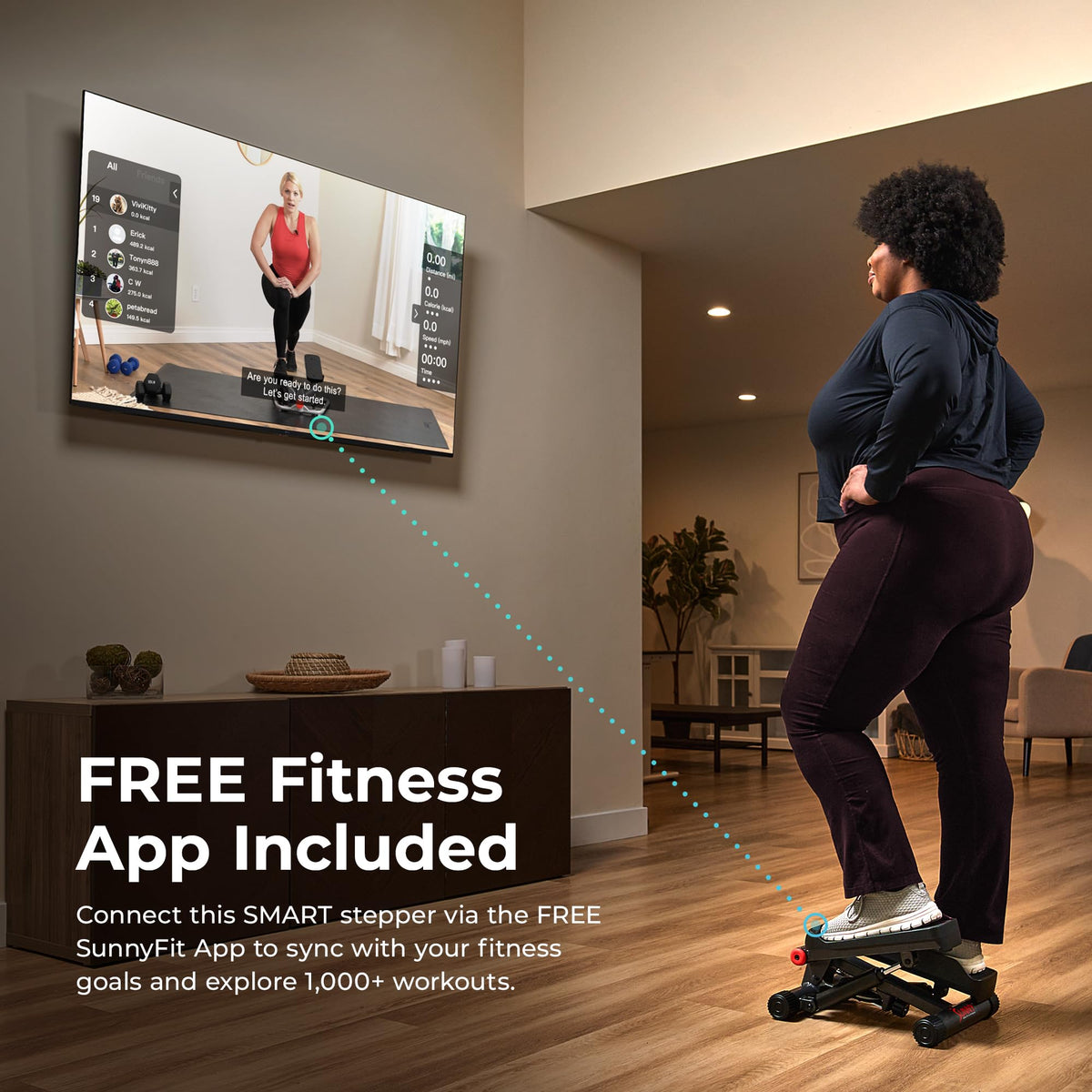 Sunny Health & Fitness Mini Stair Stepper with Resistance Bands