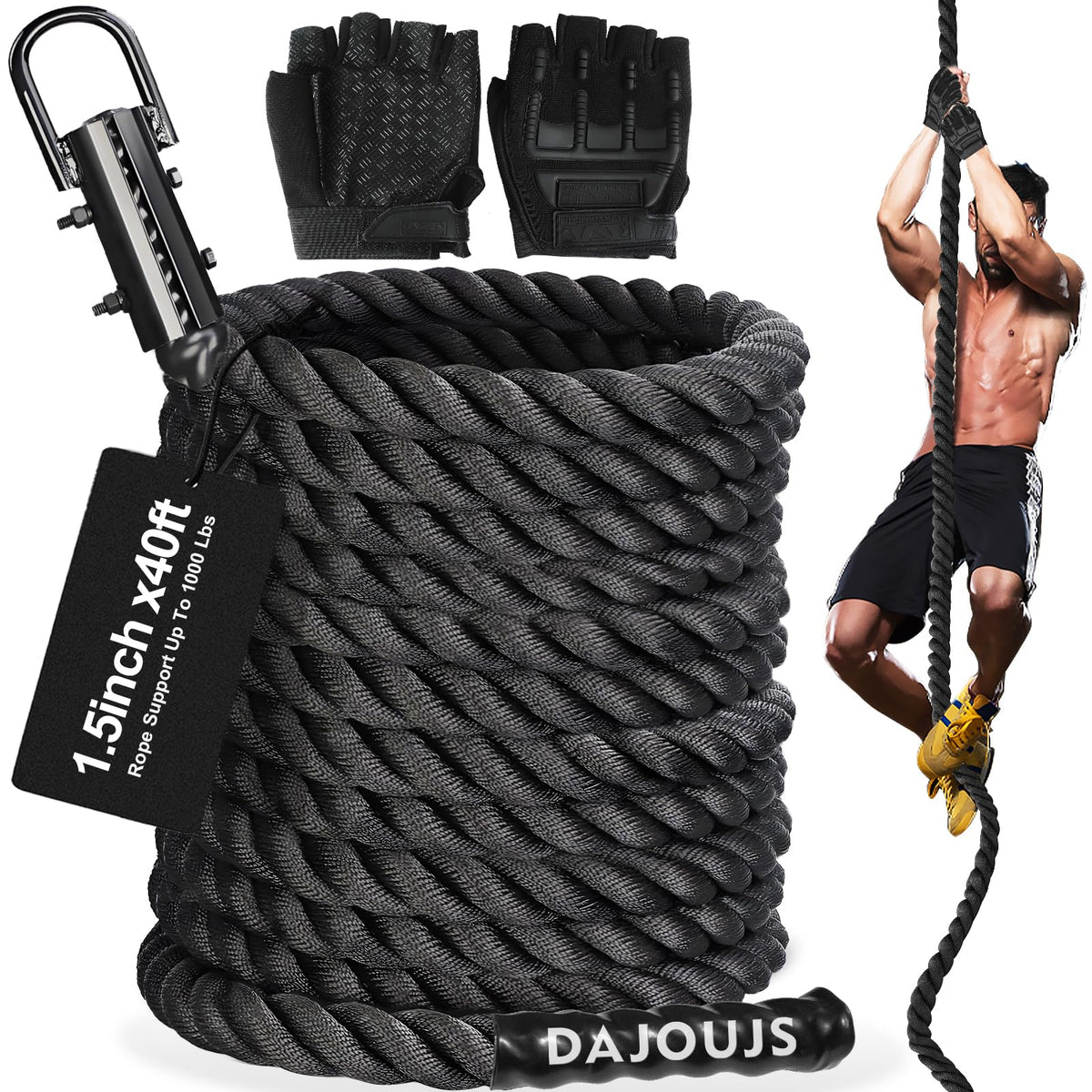 1.5-Inch Heavy-Duty Climbing Rope for Strength Training