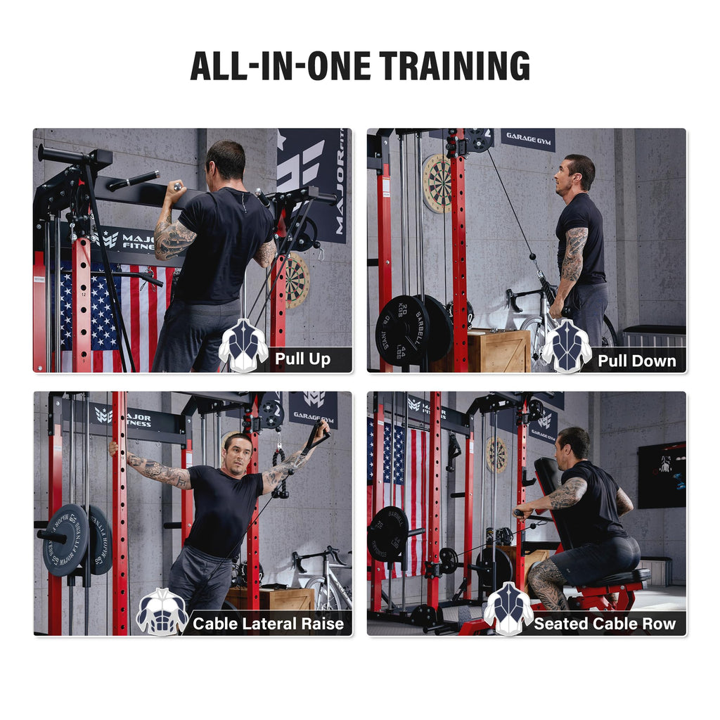 MAJOR FITNESS F22 Power Rack with Dual Pulley System