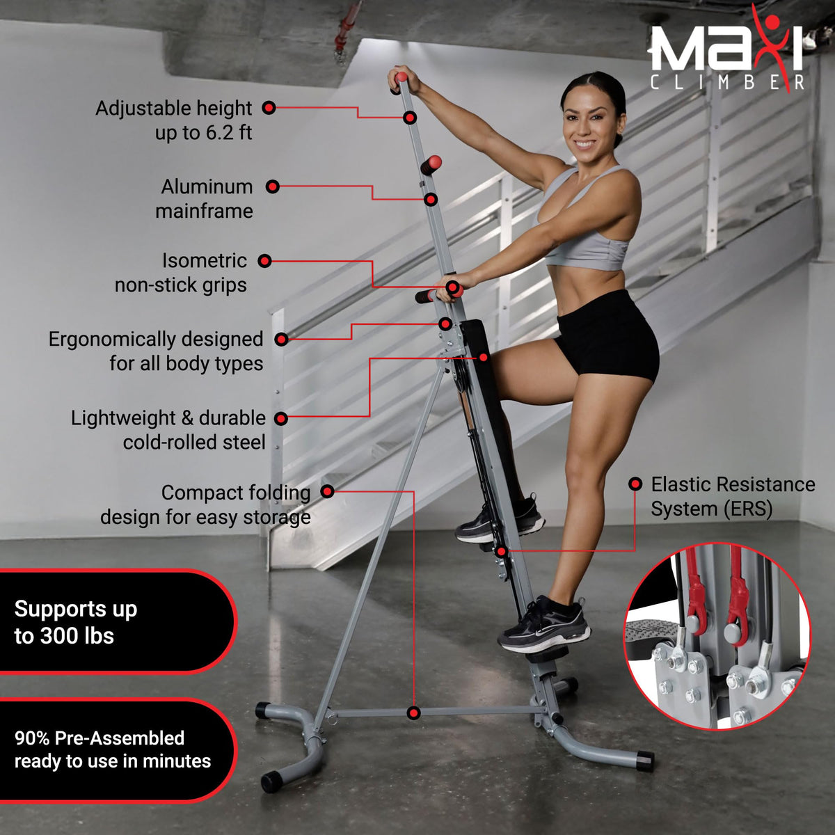 MaxiClimber 2.0 Vertical Climber with Elastic Resistance System