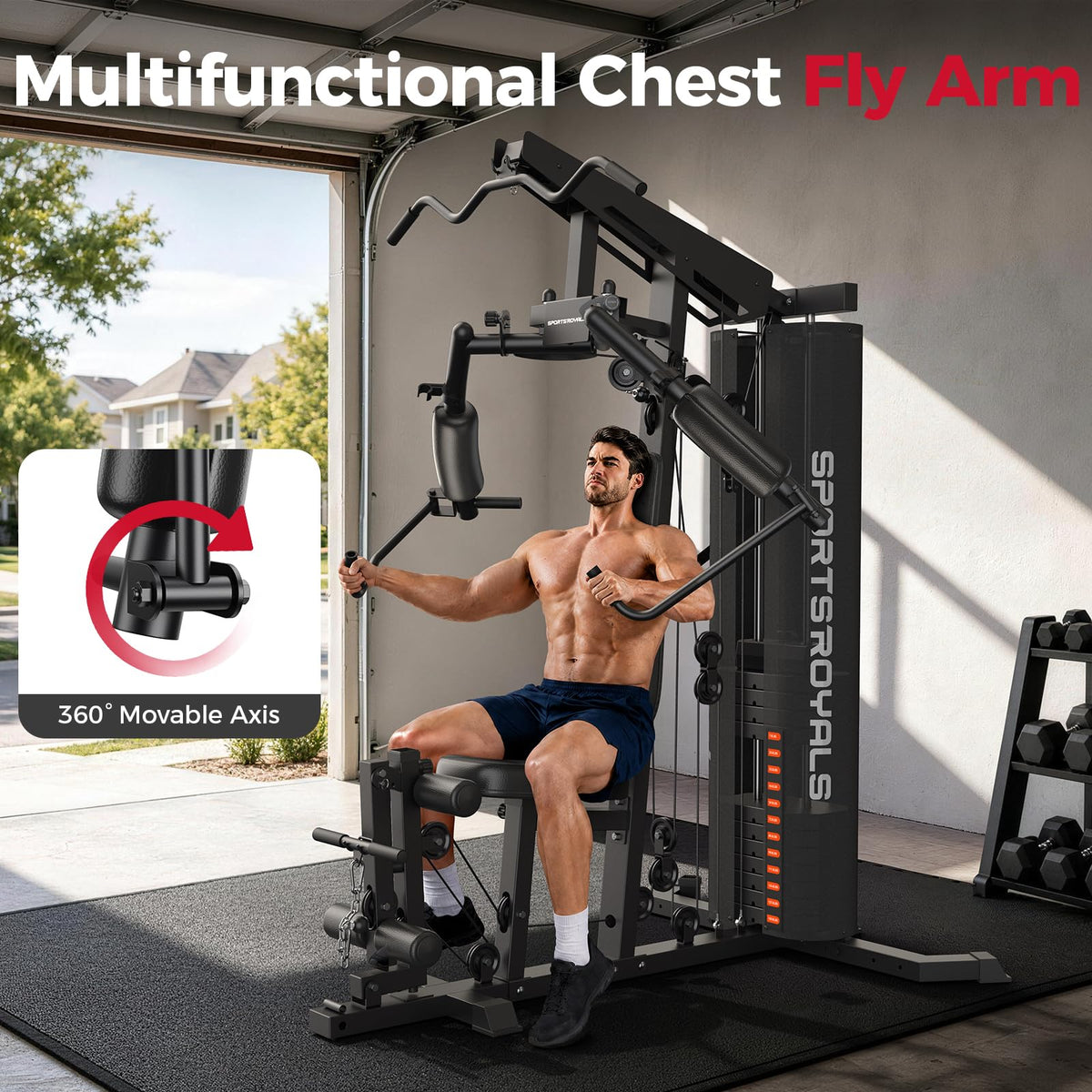 SPORTSROYALS Multifunctional Home Gym with Leg Press