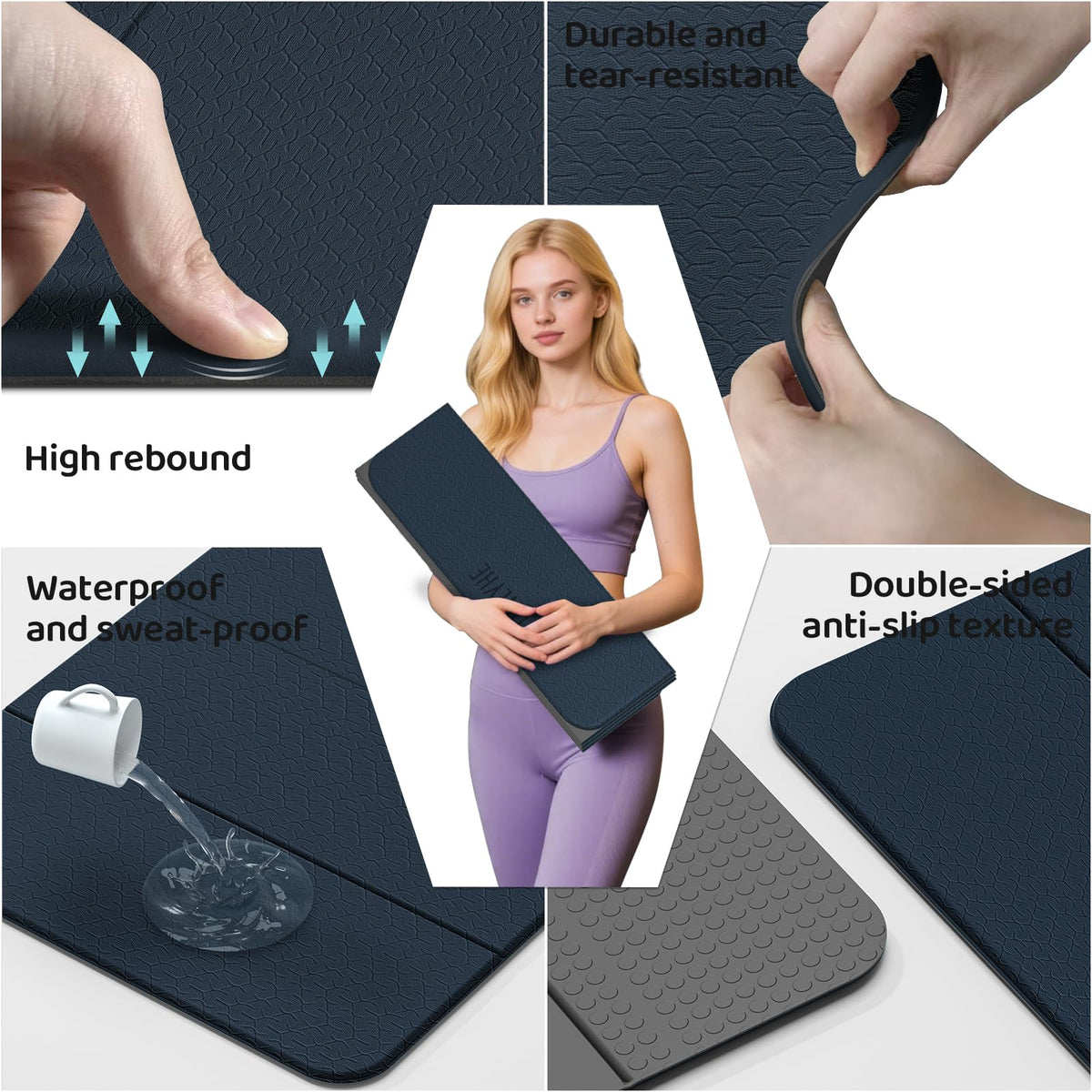 12mm Foldable Yoga & Pilates Exercise Mat – 71 x 24 in