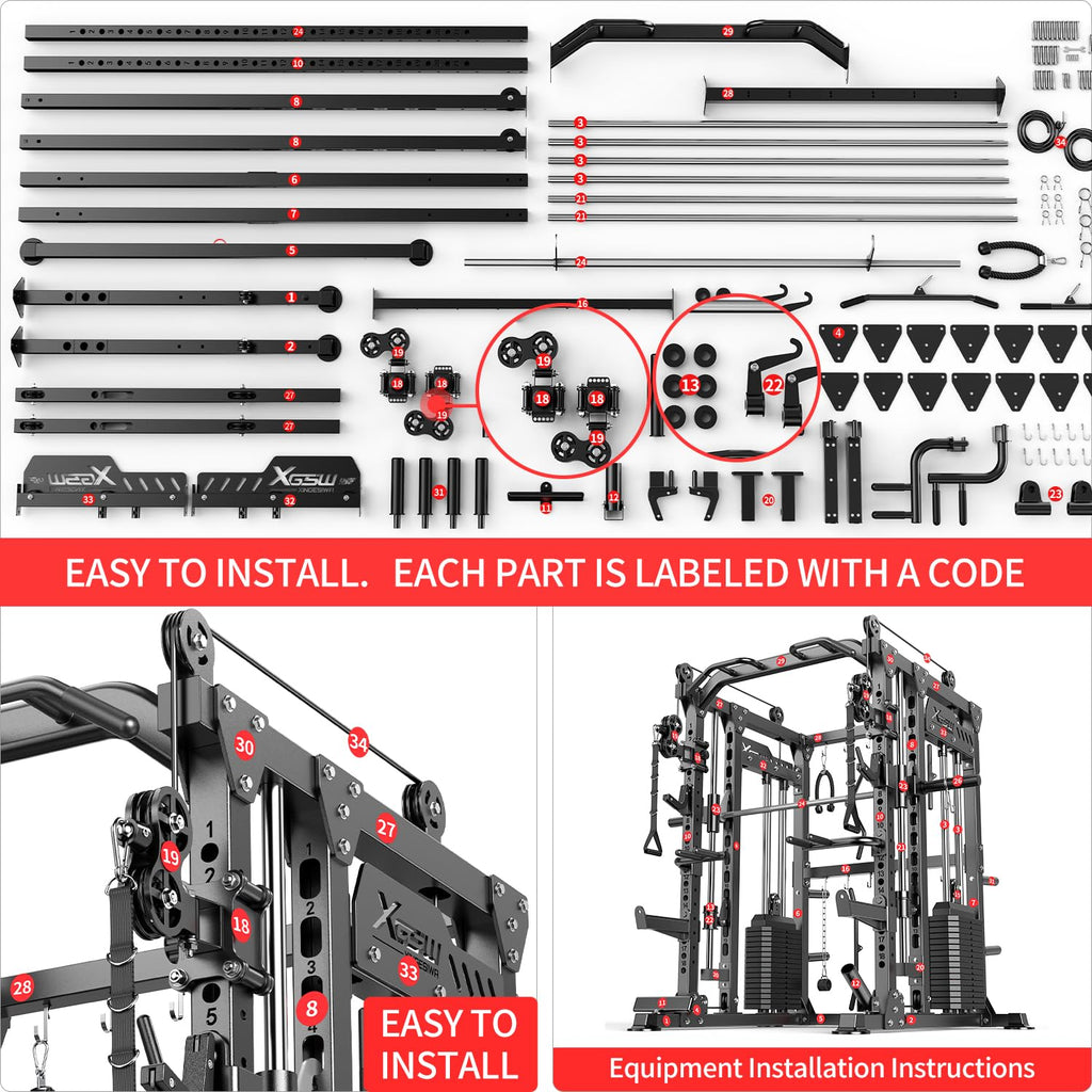 XGSW Smith Machine with Weight Stack & Cable Crossover System