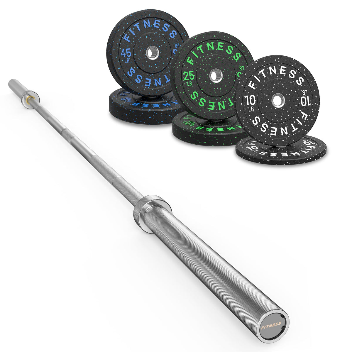 HANDBODE Olympic Barbell Set with Bumper Plates & Plate Rack