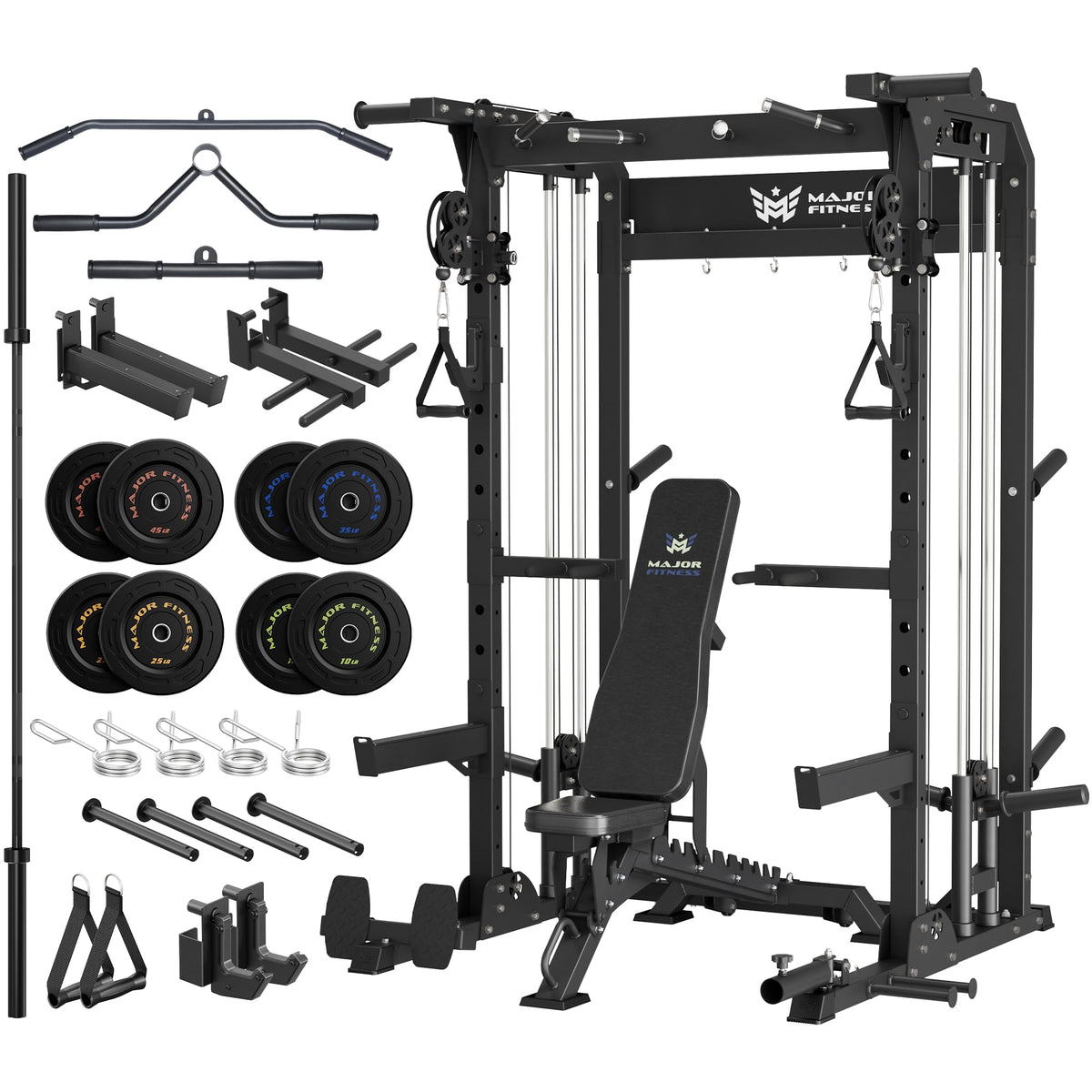 MAJOR FITNESS F22 Power Rack with Dual Pulley System