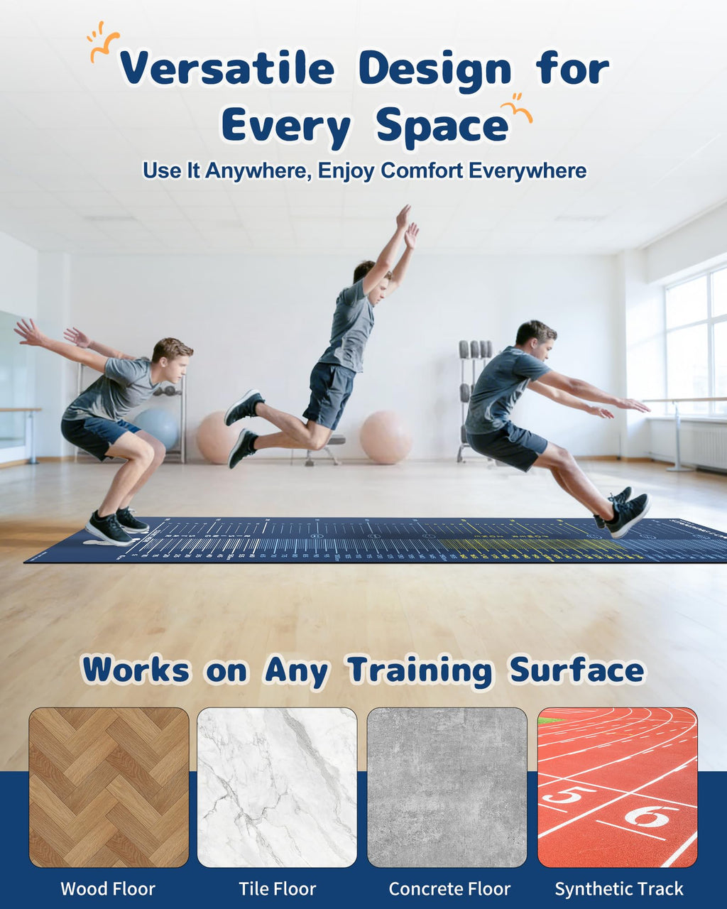 Newzela Broad Jump Training Mat with Feet & CM Markings