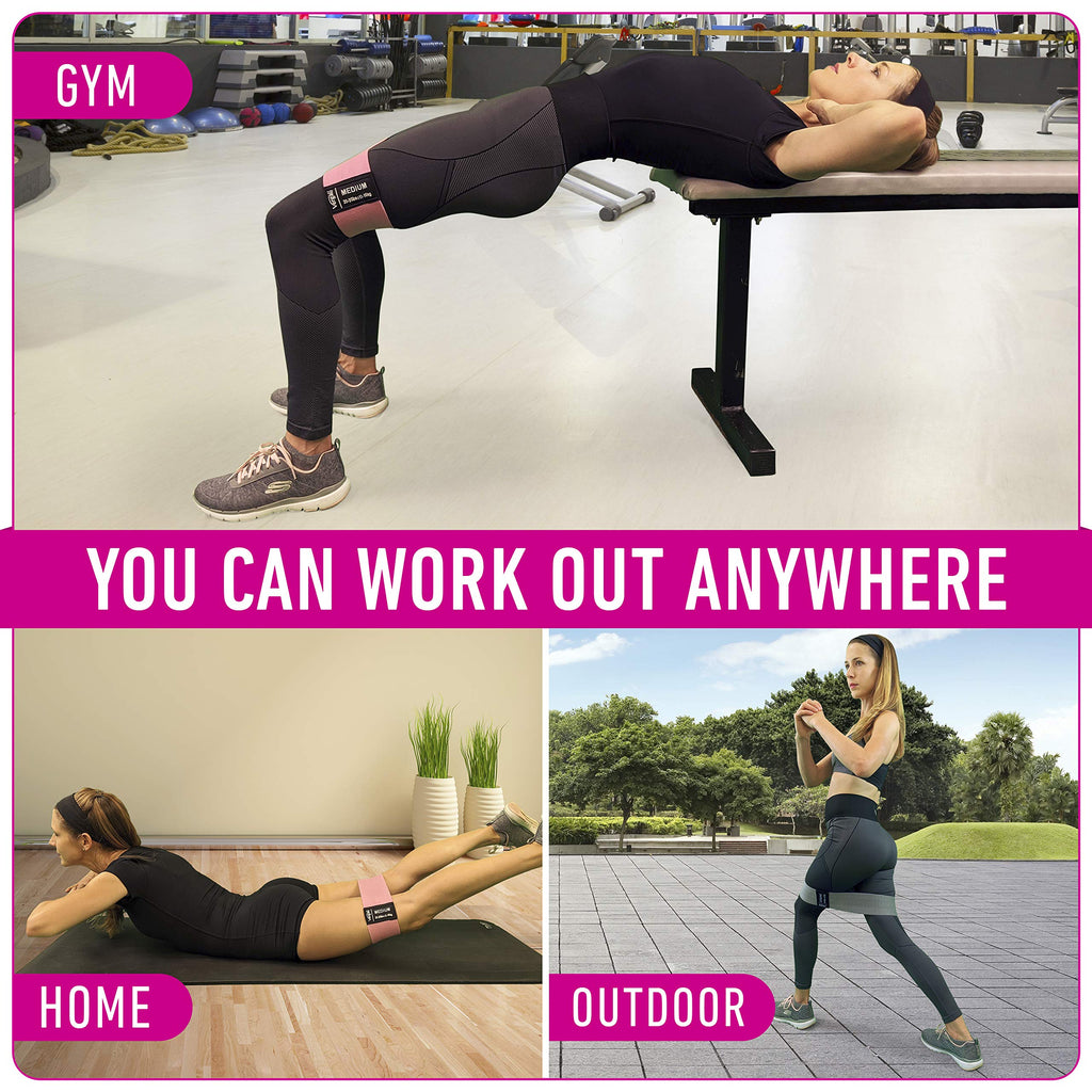 4-Piece Fabric Resistance Bands for Legs, Hips & Glutes