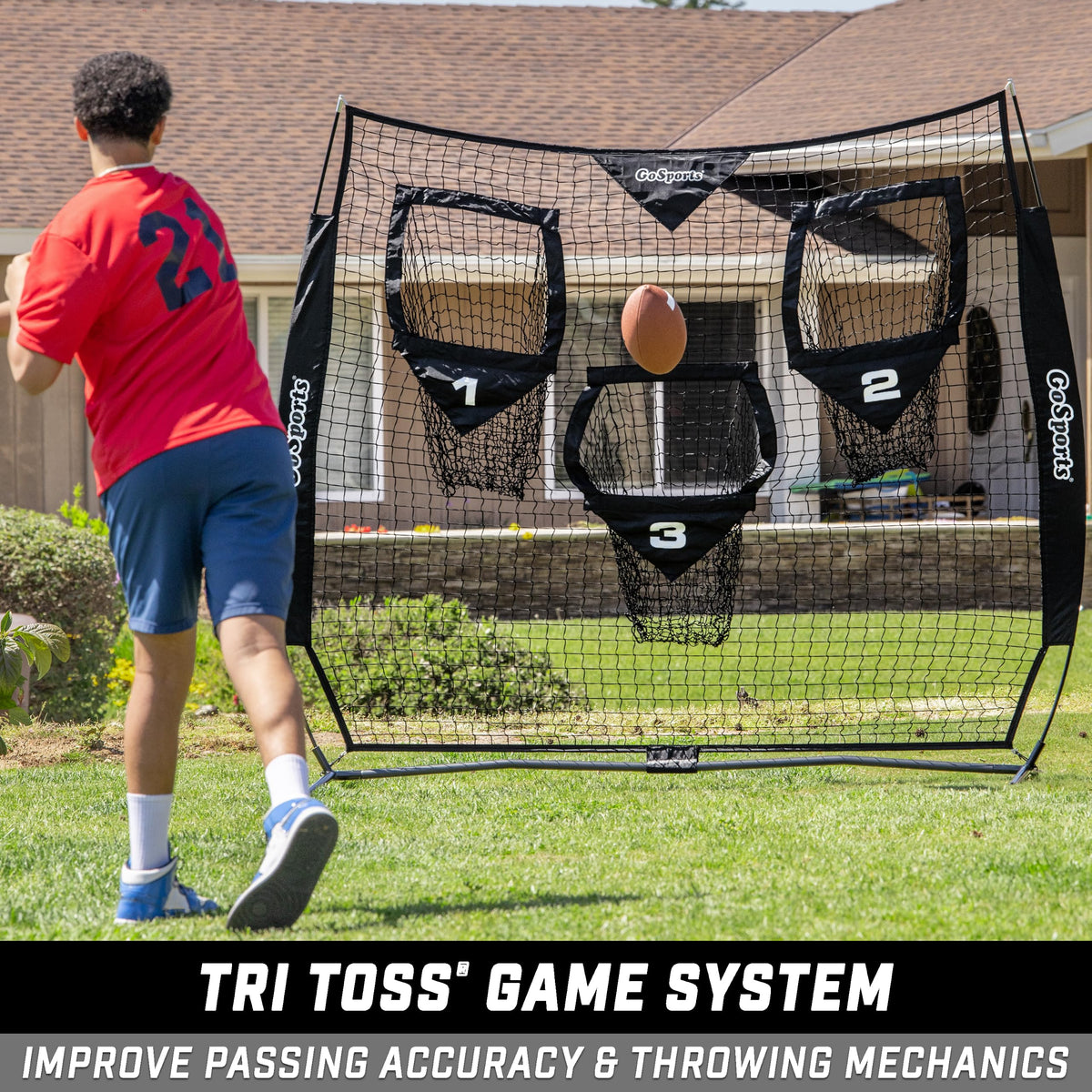 GoSports Football Throwing Practice Net – 6' x 6' or 8' x 8'