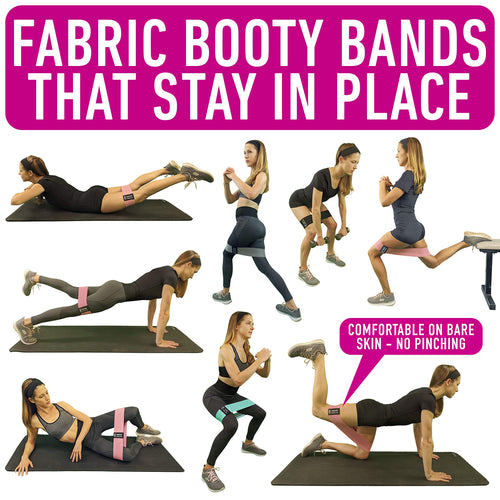 4-Piece Fabric Resistance Bands for Legs, Hips & Glutes