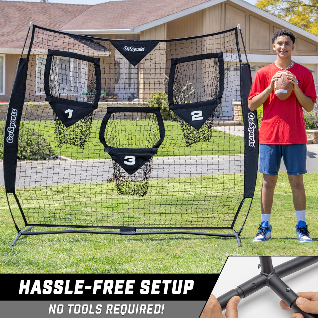 GoSports Football Throwing Practice Net – 6' x 6' or 8' x 8'