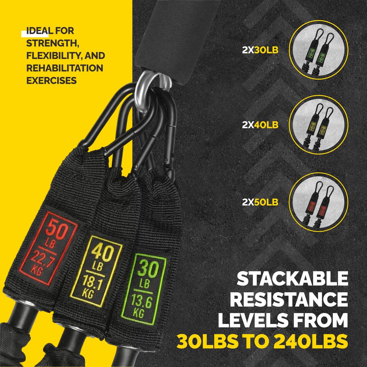 Tube Resistance Band Set with Handles, Bar & Door Anchor
