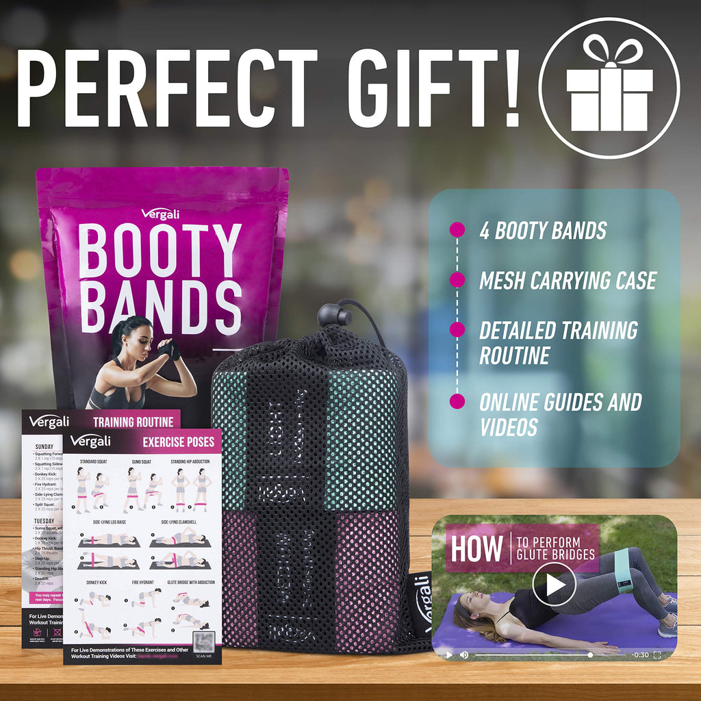 4-Piece Fabric Resistance Bands for Legs, Hips & Glutes