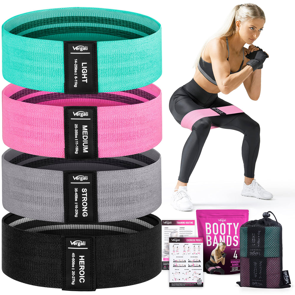 4-Piece Fabric Resistance Bands for Legs, Hips & Glutes