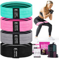 4-Piece Fabric Resistance Bands for Legs, Hips & Glutes