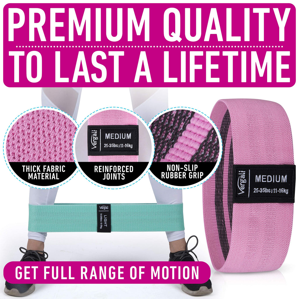 4-Piece Fabric Resistance Bands for Legs, Hips & Glutes