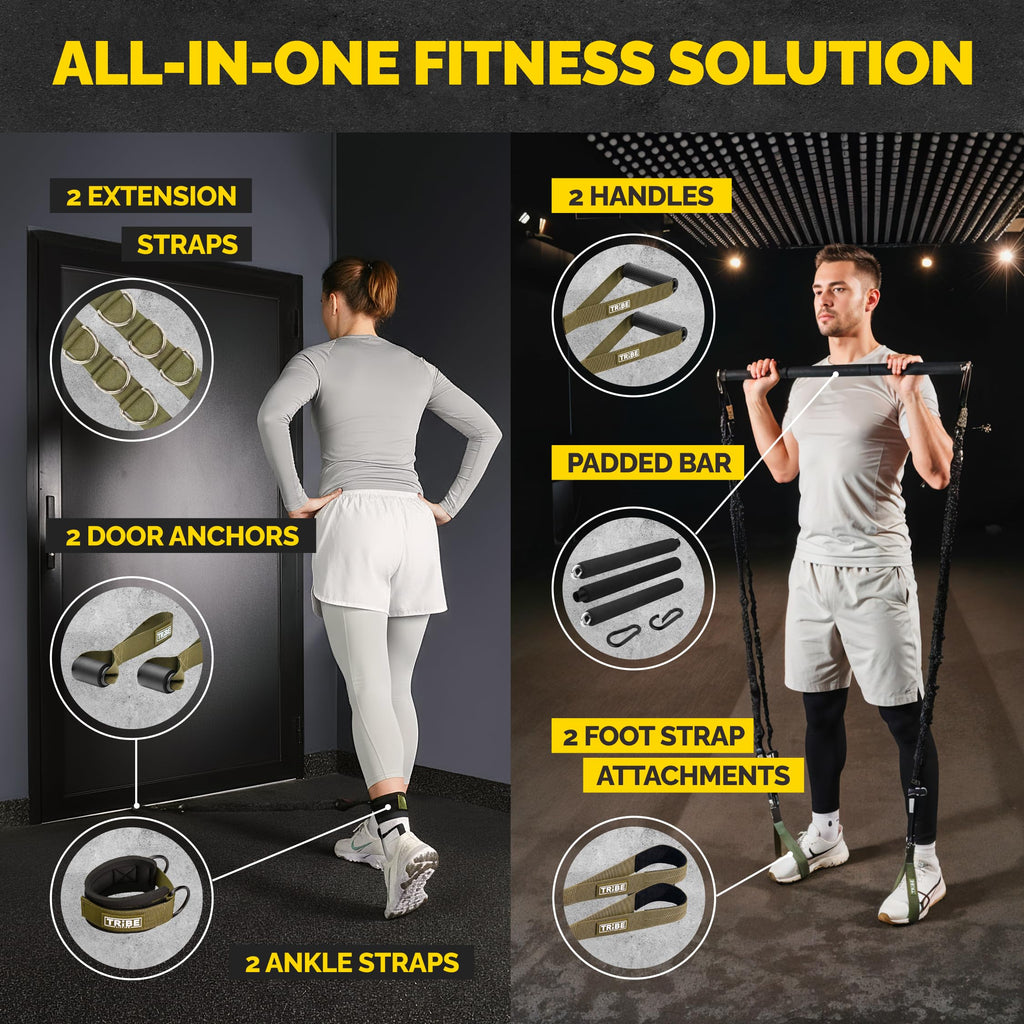 Tube Resistance Band Set with Handles, Bar & Door Anchor