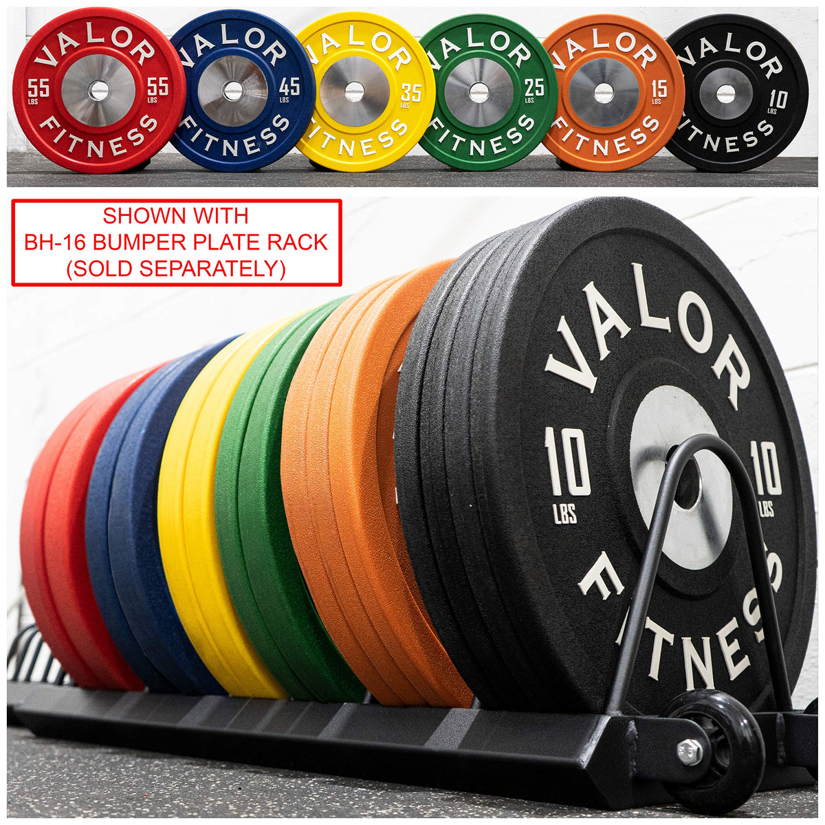Valor Fitness 370 lb Competition Urethane Bumper Plate Set